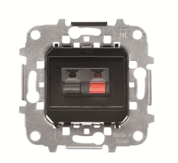 Механизм аудиоразъёма для подключения громкоговорителей/динамиков (прищепки), чёрный+красный, 2-модульный, серия Sky/Skymoon | 2CLA815710A1001 | ABB